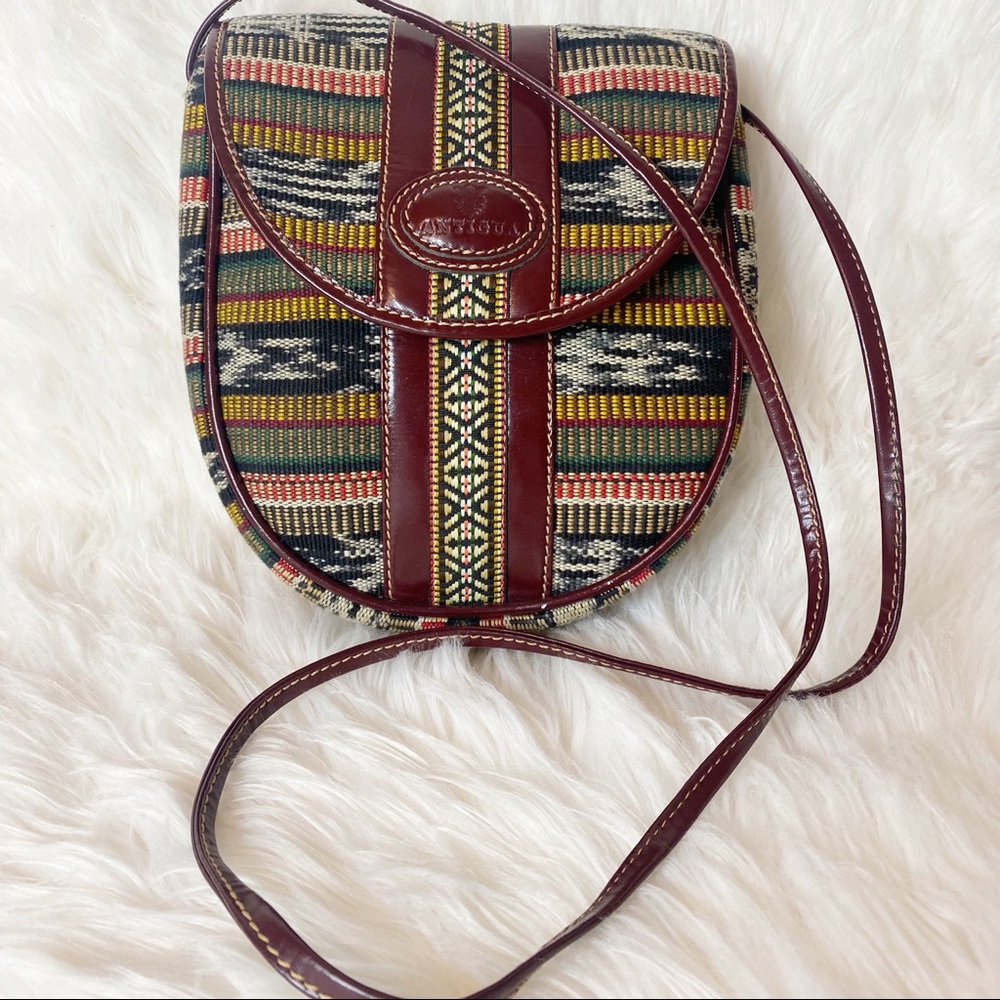Vintage Antigua Guatemala Leather and Fabric Purse Crossbody